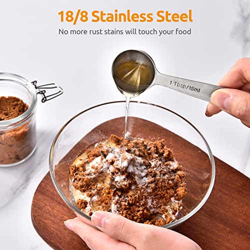 Measuring Spoons: U-Taste 18/8 Stainless Steel Measuring Spoons Set of 6 Piece: 1/8 tsp, 1/4 tsp, 1/2 tsp, 1 tsp, 1/2 tbsp & 1 tbsp Dry and Liquid Ingredients - size: S-6 pcs