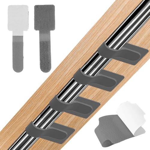36PCS Cable Organizer Hook and Loop Cable Ties, Self Adhesive Hook and Loop Cable Straps Sticky-Back Cable Management Cord Organizer Cable Clip for Household & Office Essentials (Black*18 & Grey*18) - color: Black*18 & Grey*18