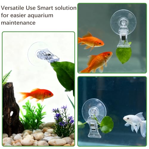 6Pcs Suction Cup Clips Aquarium Suction Cups, Window Glass Suction Cup Clear Plastic Fish Feeding Tool Underwater Fish Veggie Feeder Fish Tank Accessories
