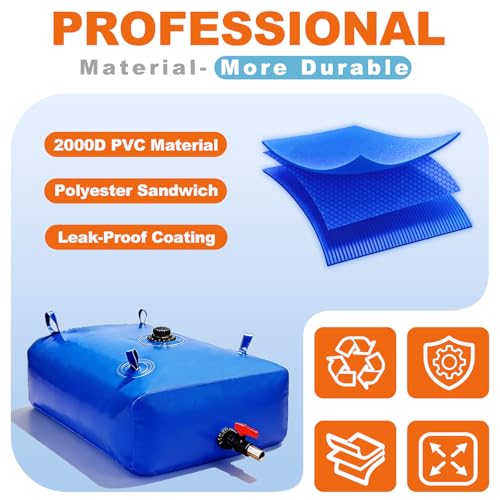 GHOSOONE 240 L/63 Gal Water Bladder Tank, Foldable Portable Water Storage Container, Emergency Water Bag for RV, Truck Bed, Fire Prevention, Drought Resistance, Blue - color: Blue, size: 63Gal/240L