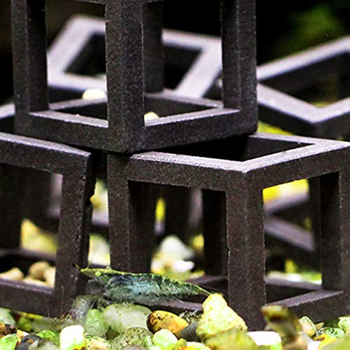Aquarium Ceramic Shelter Shrimp Hideaway Breeding Cave Cubic Hideout Underwater Landscape Decorations Ornament for Betta,Lizards, Turtles,Reptiles 5Pcs