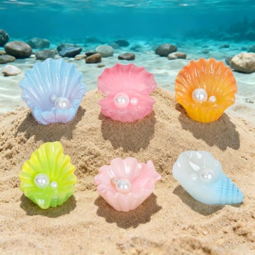 MIUPOO Glow Pearl Shell,Betta Stones,Glow in The Dark Crystal,Bonsai Decor,Chips Stone Small Decorative,Fish Tank Decor,6 Colors,12 Pieces. - color: 12 Pearl Shell