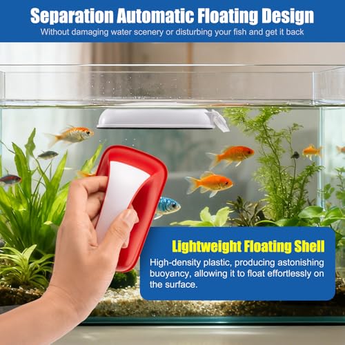 Small Aquarium Cleaning Tool Fish Tank Strong Magnetic Algae Scraper Glass Cleaner Floating Scrubber Brush with 2 Detachable Scrapers for Cleaning Debris and Algae (Size L) - size: L - 3/8" to 5/8" Glass Thickness
