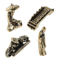 GLEAVI 4pcs Miniature Brass Fisherman Figurines Set with Monk, Bridge, and Elderly Musician – Chinese Fisherman Sculpture for Garden, Aquarium, and Terrarium Decor