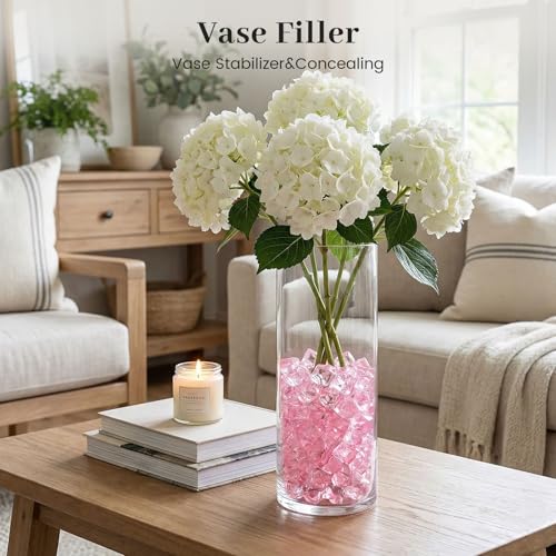DomeStar Pink Fake Ice, 150PCS Acrylic Fake Diamonds, Plastic Crystals Gems, Vase Fillers DIY Craft Makeup Brush Rocks Wedding Party Table Centerpieces Scatter Decorations - color: Light Pink