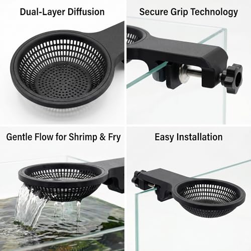 Aquarium Water Change Diffuser for Undisturbed Substrate, Plant Protection Water Refill Tool, Adjustable Mount for Rimless and Rimmed Tanks, Gentle Flow for Shrimp and Fry