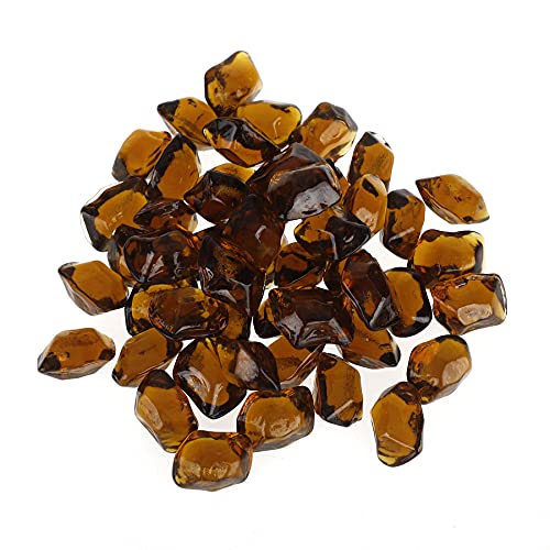 Onlyfire 1/2-Inch Polygon Fire Glass, 10 Pound Pack Glass Rock for Fireplace Fire Pit & Lanscaping, High Luster Amber - color: Amber, size: 1/2 inch