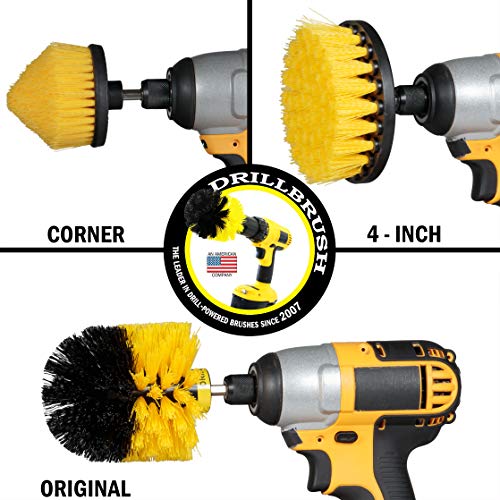 Toilet Bowl Cleaner - Toilet Brush - Bathroom Cleaner - Bathroom Drill Brush Set - Toilet Cleaner - Tile Floor Cleaner - Shower Cleaner Drill - Grout Cleaner- Bathroom Scrub Brush - Grout Tile Brush - color: Yellow