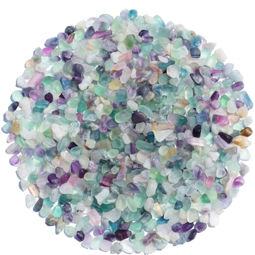 QYGL Crystal Pebbles – 0.9LB Natural Fluorite Crystal Bulk, Decorative Tumbled Gemstones Sea Glass Rock for Fish Tank Gravel, Vase Filler, DIY Crafts, Plant Pots & Home Decor - color: Fluorite