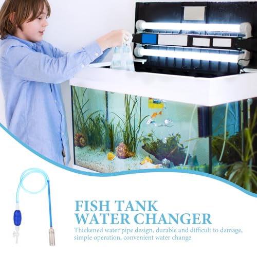 Aquarium Gravel Vacuum Cleaner 1.96m Manual Siphon Water Changer Portable Fish Tank Gravel Vacuum for Aquarium Cleaning and Water Replacement