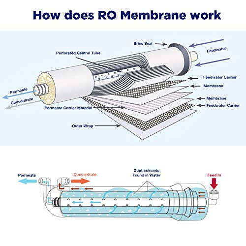 Membrane Solutions NSF/ANSI 58 Certified 100 GPD 11.75x1.75 Reverse Osmosis Membrane 5-Pack for Home RO Water Systems Maple Syrup DIY Aquariums - size: 5 Count (Pack of 1), style: 100G