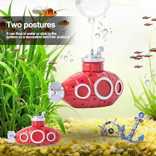 CousDUoBe 2.1 in Mini Floating Submarine Fish Tank Decoration Set，Cute Retro Submarine Set and Floating Diver,Aquarium Decorations Resinous Betta Fish Tank Accessories - color: Rose