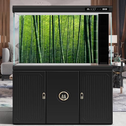 Bamboo Forest Aquarium Background Lush Green Bamboo Forests Scenery Fish Tank Background Idyllic Scenic Bamboos Terrarium Backgrounds Tranquil Bamboos Trees Reptile Tank Backgrounds 24x12in - color: Green, size: 24(W)x12(H)in