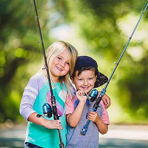 PLUSINNO Kids Fishing Pole with Spincast Reel Telescopic Fishing Rod Combo Full Kits for Boys, Girls, and Adults - color: Black, size: 4FT / 1.2M
