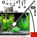 Fish Tank Vacuum Aquarium Gravel Cleaner 30W Strong Suction Electric Cleaner with Adjustable Motor for Efficient Water Change & Cleaning - 6-in-1 Automatic Removable Vacuum Electric Tool (White)