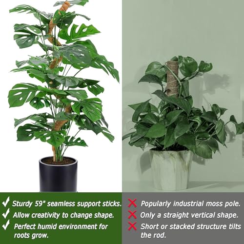 Moss Pole for Plants Monstera, 59 Inch Tall Bendable Moss Poles for Climbing Plants Indoor, Large Handmade Plant Pole Sticks, Coco Coir Plant Support Stakes for Potted Plants, Pothos - color: 59 Inch