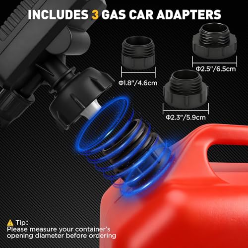 Battery-Powered Fuel Transfer Pump - 3.2 GPM No Spill Portable Gas Can siphon Pump with 3 Adapters, Extra Long Hose, Fuel Pump for Oil, Diesel, Gasoline (Batteries Not Included) - size: New Version