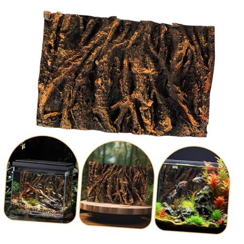POPETPOP Terrarium Cling Background Reptile Wall Decor 3D Fish Tank Background Tree Root Board for Aquarium