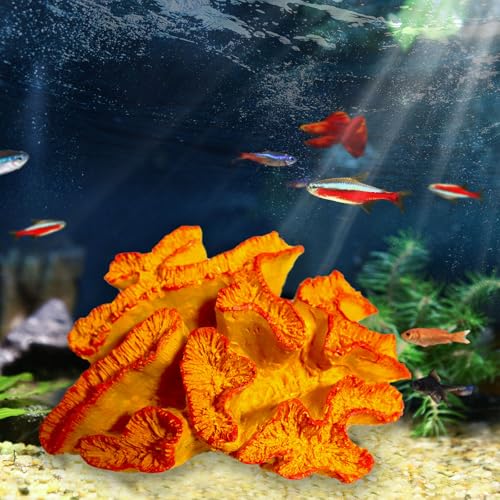 Besimple Aquarium Coral Ornaments Decor Fish Tank Plants Decoration for Aquarium Landscape, Orange - color: Orange