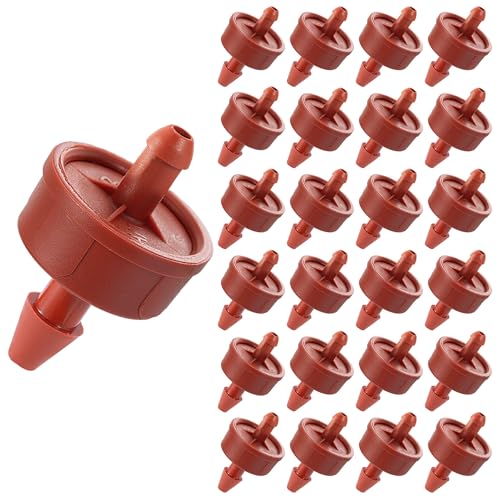 30Pcs 2GPH Pressure Compensating Irrigation Spot Drippers,Constant Flow Barb Outlet Watering Dripper Emitters Heads Parts for 1/4 Inch Watering Tubing Line for Garden Pots Plant Irrigation Systems - color: 2 GPH 30PCS