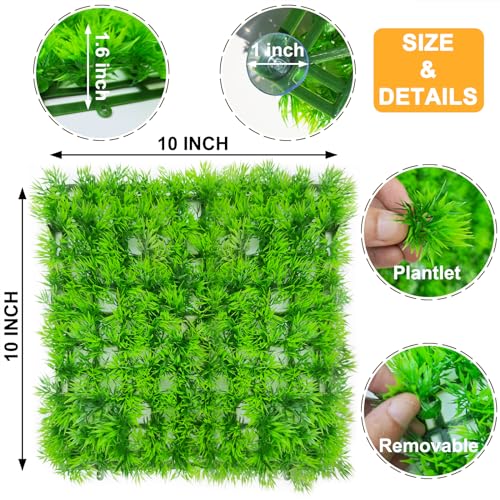 2 PCS Hermit Crab Climbing Toys Faux Grass Mat 10 x 10 Inch Fake Turf Hermit Crab Climbing Wall Fish Tank Artificial Plant Decorations HermitCrab Supplies Small Animals Cage Accessories - color: Grass Green