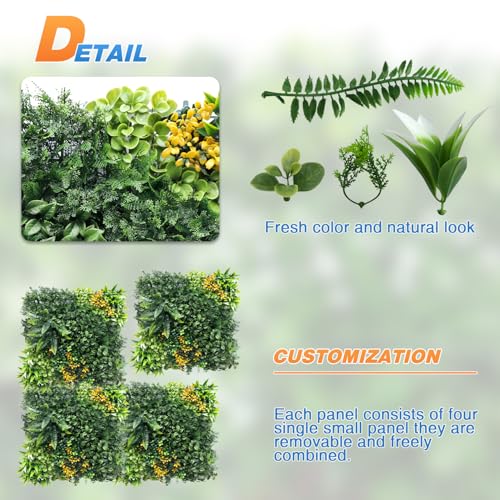 TANG 20"x20"-1PC Artificial Greenery Boxwood Panels Grass Wall Panel, Faux Privacy Fence Ivy Screens Backdrop Fake Hedge for Indoor Outdoor Wedding Décor, Style-8 - color: 20"x20" Panel-8, size: 20"x20"
