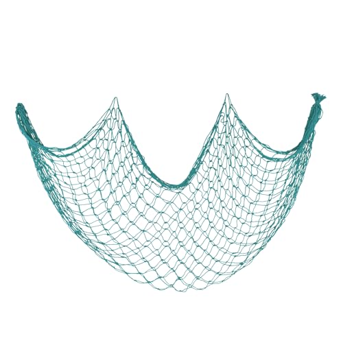 ZUEXT Aqua Decorative Fishing Net 80x40 Inch, Large Picture Fish Net, Wall Photo Hanging Fishnet for Nautical Mermaid Pirate Ocean Themed Hawaii Beach Under the Sea Party Decorations - color: Aqua, size: 80" x 40" - 1 Pack