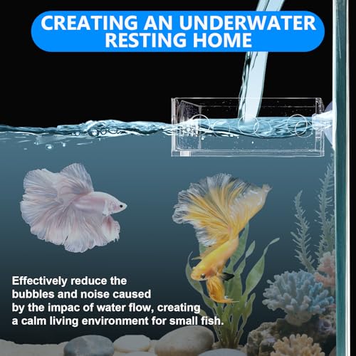 Aquarium Filter Baffle with Suction Cup, ABS Fish Tank Filter Flow Controller, Square Slow Flow Fish Tank Accessory for Betta Fish Shrimp Tanks (Clear) - size: Clear 5.5×3 Inch