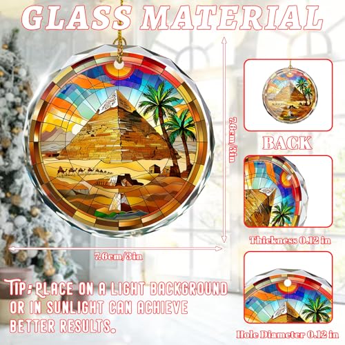Pyramid Stained Glass Ornament, Christmas Tree Decor, Pyramid Ornaments for Christmas Tree, Holiday Presents, Gift Exchange - color: Pyramid