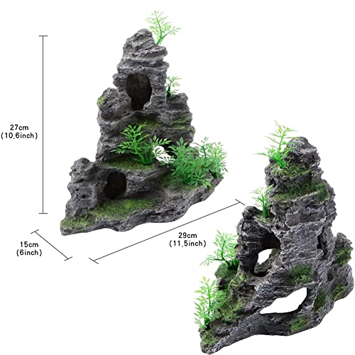Aquarium Ornament Mountain Decor Stone Statue Rockery Cave Landscape for Fish Tank Decorations, Large