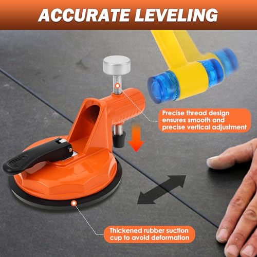 2 Pcs Adjustable Height Setter, Countertop Leveling Tool with Heavy Duty Rubber Suction Cup Clamps, Floor Gap Fixer, Flooring Alignment Tool for Tile, Floors Gap Fix and Seam Leveling (B) - color: B
