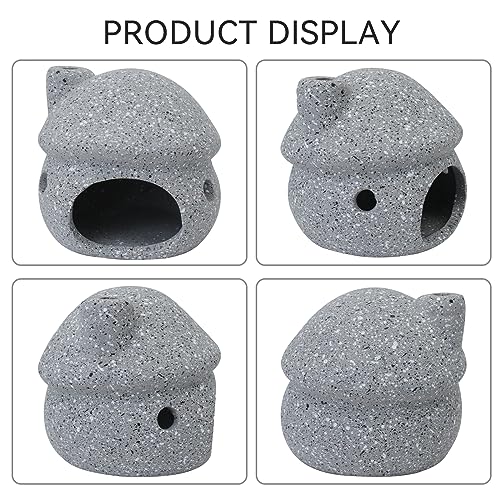 WishLotus Aquarium Cave Decoration, Durable Ceramic Fish Tank Decoration Mushroom House Aquarium Hidden Cave for Fish and Shrimp Rest Play and Natural Breeding (Grey) - color: Gray
