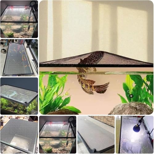 Aquarium Anti-Jump Cover， Terrarium Ventilation Opening Hood Avoid Cat Catching Fish Front/Side Mount(L40xW20cm(15.7x7.9in)) - size: L40xW20cm(15.7x7.9in)