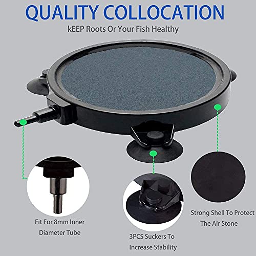 kathson 4.2 Inch Air Stone Disc Bubble Diffuser 8 PCS with Suction Cups Fish Tank Air Pump Round Dissolved Oxygen Airstone Decoration for Hydroponics Pond Aquarium Aquaponics - size: 4.2 Inch / 8 PCS