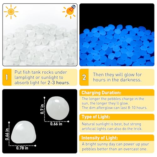 Glow in The Dark Fish Tank Rocks,Glowing Rocks Stones Resin Glow in Dark Pebbles for Outdoor Garden, Fish Tank, Aquarium, Landscaping,Driveway Decoration,White 1.4 Lb - color: 3-White, size: 1.4 LB