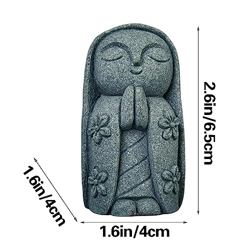 livelyfish Mini Monk Statue Japanese Buddha Figurine Feng Shui Praying Monk Statues Sandstone Sculptures for Fish Tank Aquarium Home Decoration, 5 - size: 5