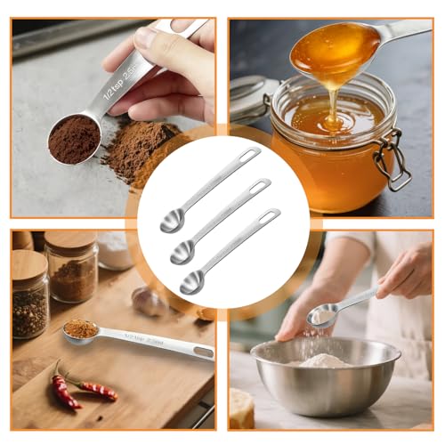 3 Pcs 2.5ml/ 1/2 Tsp Short Handle Scoops – Stainless Steel Measuring Spoons for Baking, Liquid Ingredients & Tea, Soup & Kitchen Cooking - size: 2.5ml(1/2 tsp)