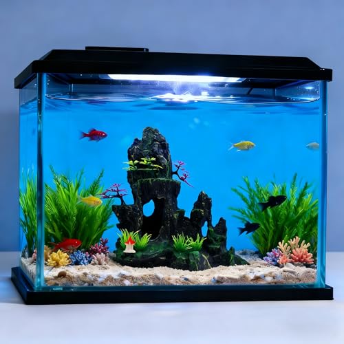 Large Aquarium Decoration, Artificial Mountain View Fish Tank Decoration, Very Suitable for Aquatic Pets Such as Fighting Fish and Ornamental Fish to Hide and Explore -10.5 inches high
