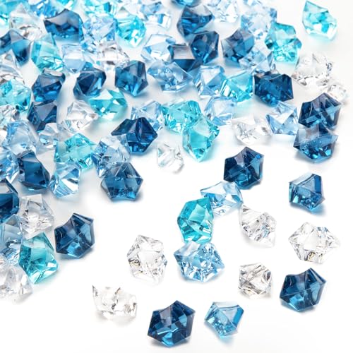 DomeStar 500PCS Assorted Blue Fake Ice Rocks Vase Fillers, Aquarium Gravels Small Stones for Fish Tanks Decorations Home Table Scatter - color: Blue