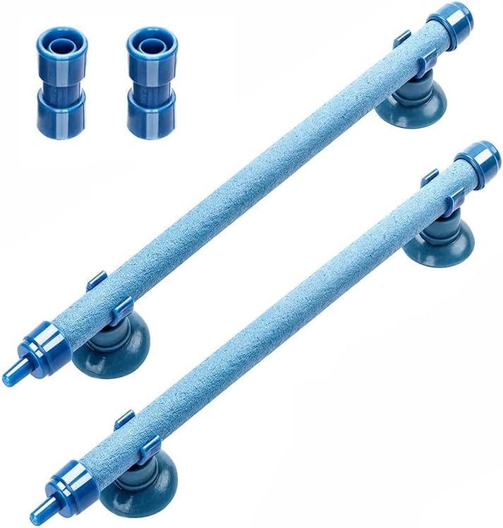 2 PCs 10 Inch Aquarium Bubble Wall Air Stone Bar, Air Stone Bar Tubes with Suction Cups, Spray Aeration for Fish Tank Hydroponics Pump，Blue