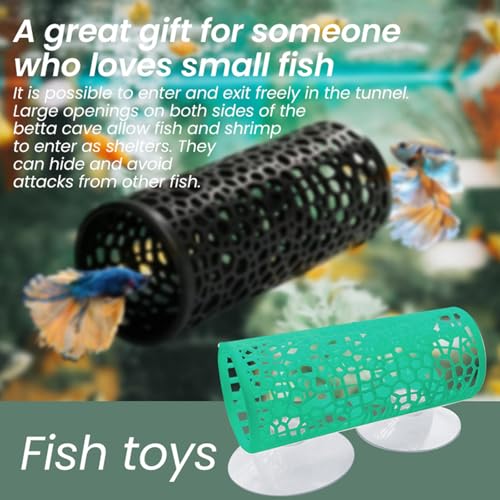 Resin Fish Hideaway Tube for Aquarium, Sleeping Cave Shelter with Hollow Tunnel Design, Shrimp Hiding Tank Decoration Accessories - color: Rose Red