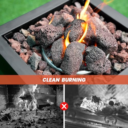 Mr. Fireglass Lava Rock Granules, 2.75"-5" Large Volcanic Lava Rock for for Fire Pits, Fire Bowls, Fire Table and Gas Log Sets, Decorative Landscaping, Indoor & Outdoor Fireplaces - 10 Pounds, Red - color: Red, size: 2.75"-5"