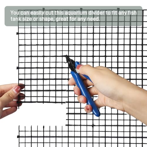 Black Fish Tank Dividers, 0.35 Inch Mesh Gap 11.8 x11.8 Inch Panel Size, 8 Pcs with 10 Strong Suction Cups, Easy to Cut for 10-55 Gallon Aquarium - color: Black