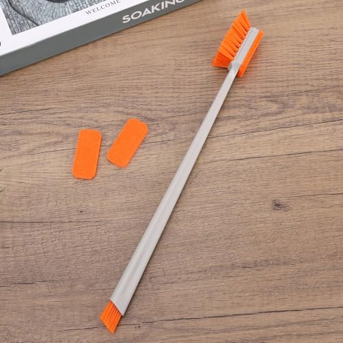 2pcs Small Fish Tank Cleaning Brush, 30x3cm/11.81x1.18in Aquarium Algae Scraper with 4 Felt Replacement Cloths for Cleaning Glass and Acrylic Aquariums