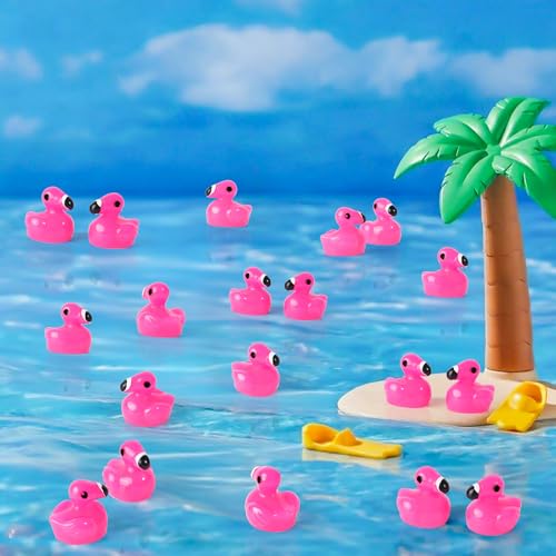 BeadRiver 120PCS Mini Flamingo Resin Ducks Set Miniature Flamingo Gifts Tiny Animal Figurines Toy Bulk for Garden Decor DIY Craft Micro Landscape Fairy Party - style: 120 Pcs Mini Flamingo