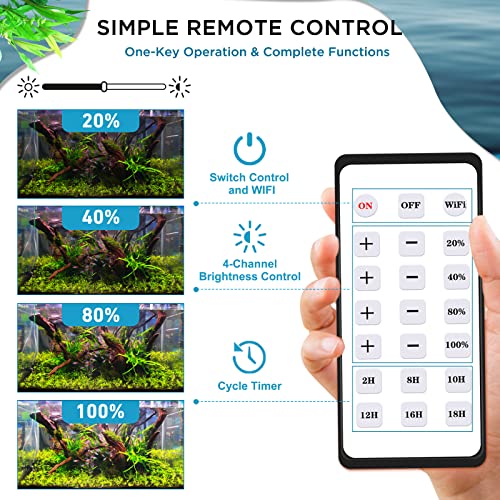Lominie Aquarium LED Light 10 Gallon Fish Tank Light Timer Clip on Aquarium Lamp Full Spectrum 85W 6500k for Freshwater Refugium Cube Tank with Gooseneck - color: A120 Freshwater