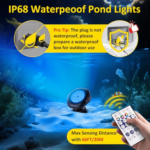 T-SUN Color Changing Underwater Pond Lights, IP68 Waterproof Fountain Lights Dimmable Timer Submersible LED Landscape Spotlights for Outdoor Koi Fish Tank Aquarium Garden(Set of 5) - size: Set of 5