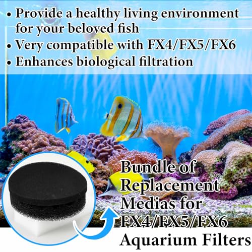 Threlaco 12 Pcs Aquarium Filter Media Kit Compatible with Fluval Fx4/fx5/fx6 Filter, Including Bio Sponge Pads, Carbon Foam Pad, Bio Sponge Block, Activated Carbon, Ceramic Rings, Silicone Lube
