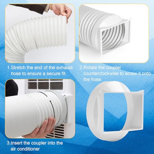 Portable Air Conditioner Hose Kit 5.9" Dia 59" Length Universal AC Hose with Adapter Flexible Exhaust Hose and AC Unit Tube Connector for Portable Air Conditioner Vent AA04 - size: Dia 5.9" Exhaust Hose L 59"&Coupler AA04