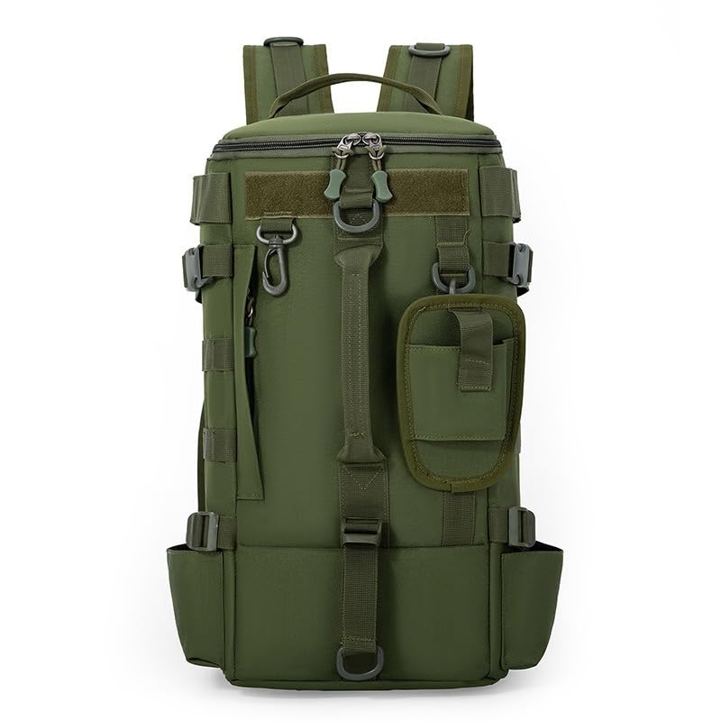 Tactical Fishing Backpack with Rod Holders,35L MOLLE Tackle Bag Water Resistant for Men and Women,Outdoor Gear Storage for Saltwater and Freshwater (Green) - color: Green
